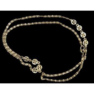 Classic Snail Chain Gold Tone With Floral Charm Accents